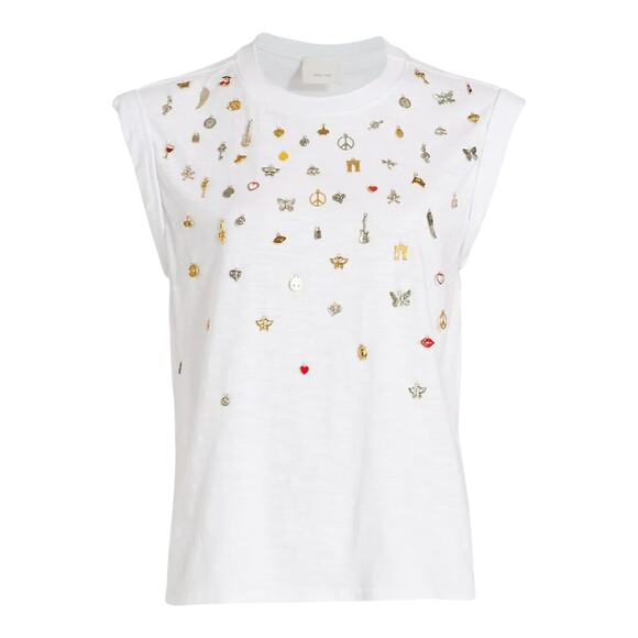 CINQ A SEPT Charm Bella Tee in White S - Picture 1 of 10